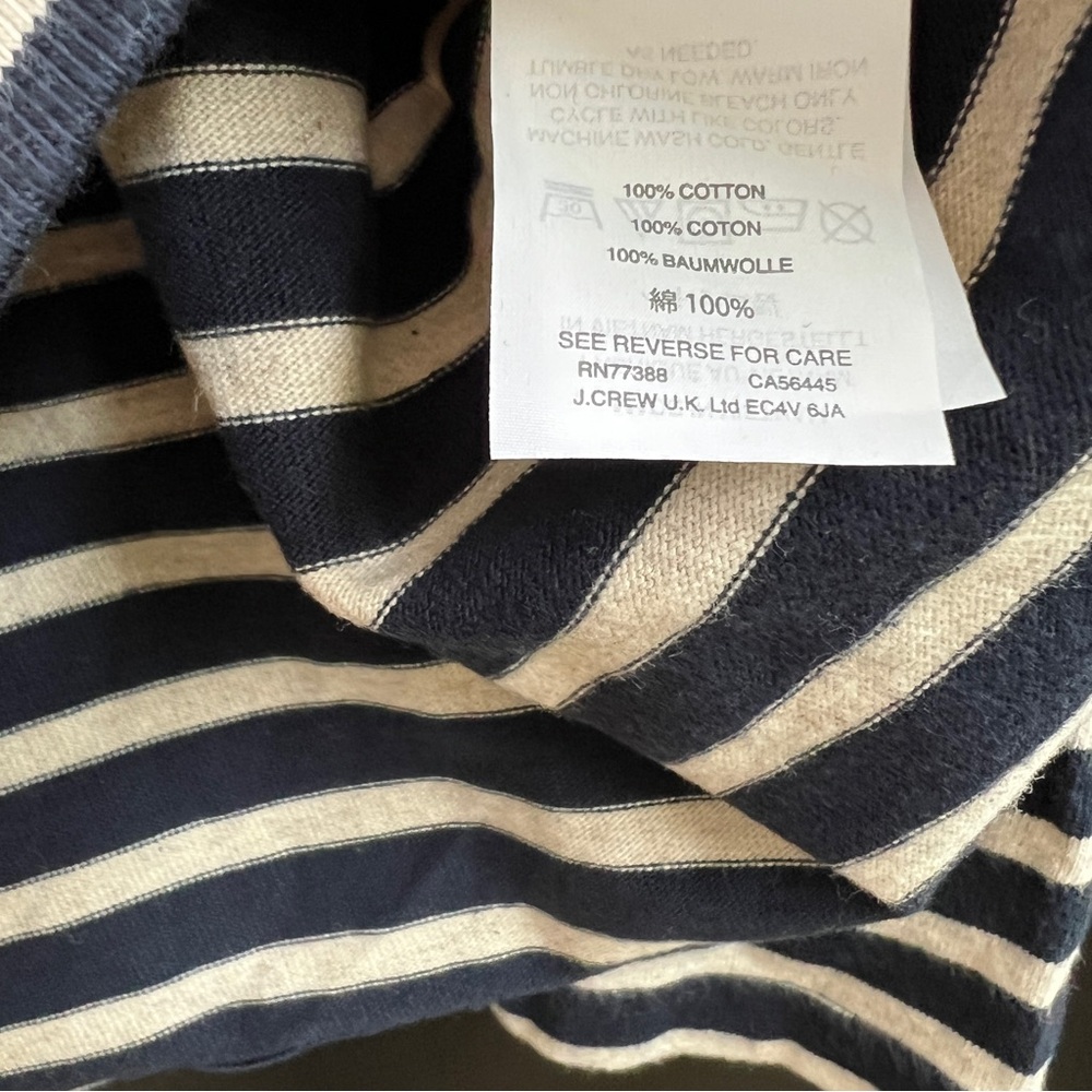 J. Crew Navy Cream Breton Striped Marinière Cotton Knit Shirt Men’s Size Large - Picture 3 of 5